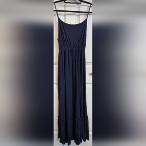 Navy Blue Maxi Dress sleeveless ruffle bottom